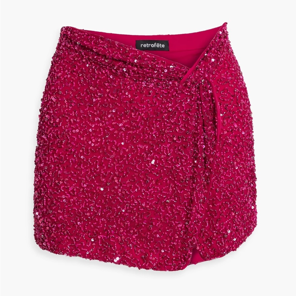 Retrofete Ezra Sequin Skirt in Hot Pink